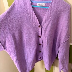 FREE PEOPLE Purple Button-Up Women Sweater